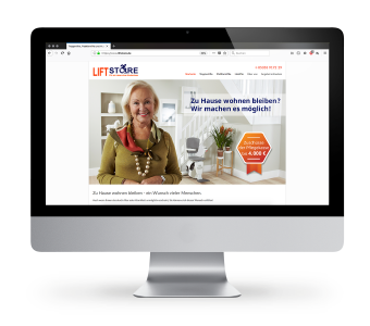 Webdesign von Liftstore Landingpage